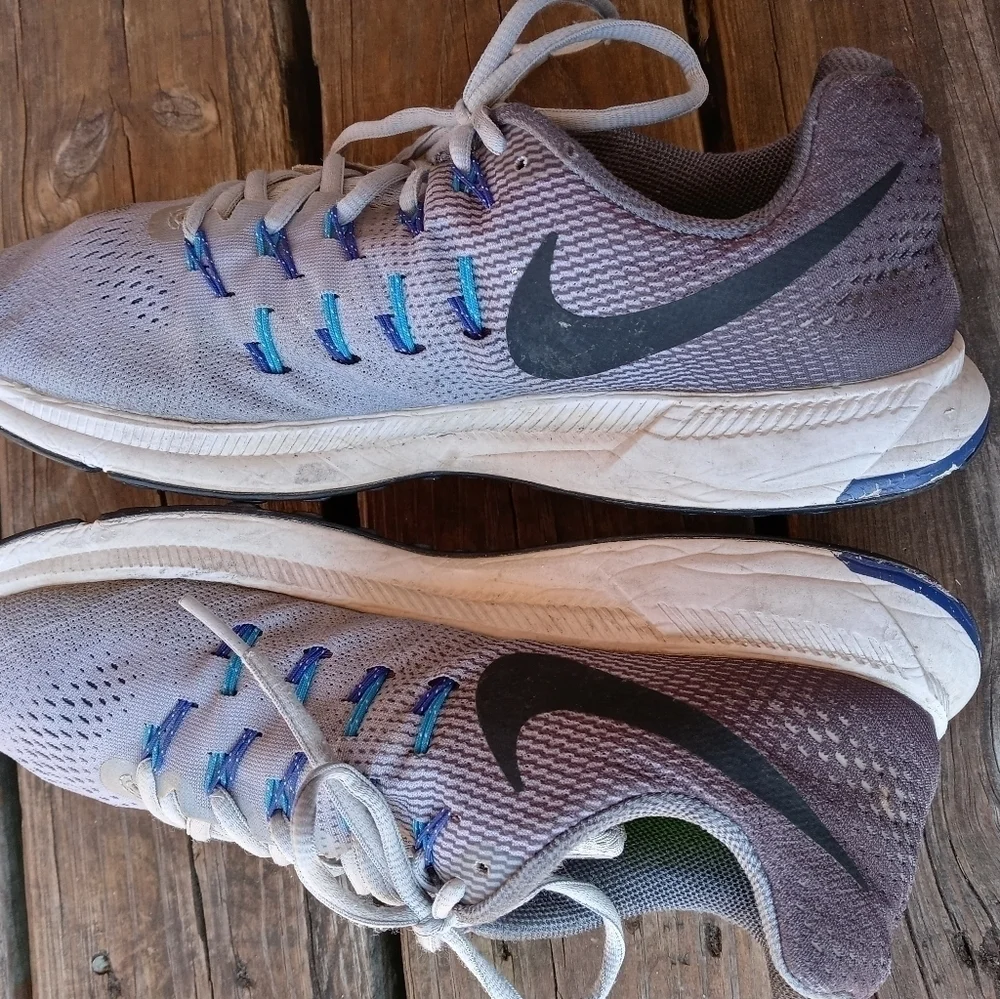 Nike Zoom Pegasus 33 Gray/Black/Blue Running Shoes Size 10.5 Men's. 183pm